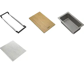 Franke ALL-IN Set 3 / Spülbecken-Zubehörset / 4-teilig / Teleskophalter / Bambus-Schneidebrett / Abtropfschale