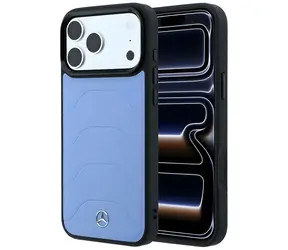 Mercedes Leder-Mesh mit Bow Line blau / Rückseite / Leder / MagSafe / für iPhone 17/18 Pro Max