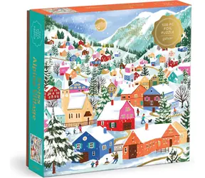 Galison Metallisches Quadratpuzzle Schweizer Bergdorf / 500 Teile / Größe 50,8 × 50,8 cm