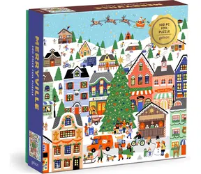 Galison Metallisches Quadratpuzzle „Schneestadt“ / 500 Teile / Größe 50,8 × 50,8 cm