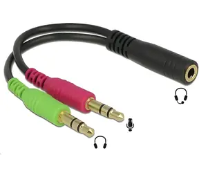 PremiumCord Adapter 4-poliger 3,5-mm-Klinkenstecker auf 2x 3,5-mm-Klinkenstecker / Adapter / F/2x M / 30 cm