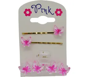SPARKYS Haaraccessoire-Set PINK Schmetterling / Haarspangen und Haarclips / 3-teilig
