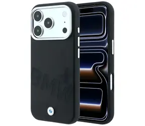 BMW -Logo mit schrägen Prägebuchstaben, schwarz / Rückseite / MagSafe / iPhone 17/18 Pro Max