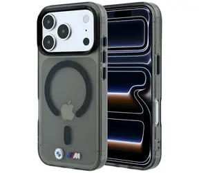BMW M IML Logo & Zierleisten aus glänzendem Metall, schwarz / Hülle / MagSafe / iPhone 17 Pro Max / 18 Pro Max