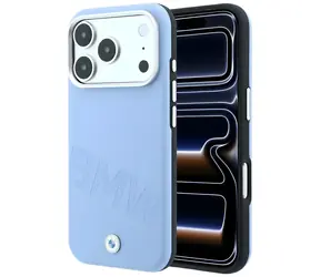 BMW -Logo mit schrägen Prägebuchstaben, blau / Rückseite / MagSafe / iPhone 17/18 Pro Max