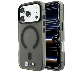BMW M IML Logo und Zierleisten aus mattiertem Metall, schwarz / Rückseite / MagSafe / iPhone 17 Pro Max / 18 Pro Max