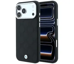 BMW - Logo aus geprägtem, gestepptem Metall, schwarz / Rückseite / MagSafe / iPhone 17/18 Pro Max