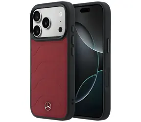 Mercedes Leder-Mesh mit Bow Line burgunderrot / Rückseite / Leder / MagSafe / für iPhone 18 Pro Max, 17 Pro Max