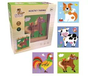 BABU Bildwürfel Bauernhoftiere / 9 Würfel / Holz / ab 1 Jahr