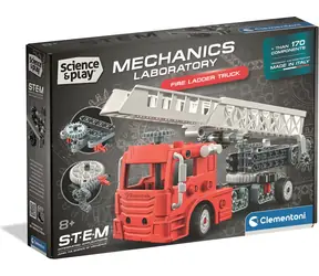 Clementoni Science&Play Mechanisches Labor: Feuerwehrauto mit Leiter / Mechanischer Bausatz / MINT