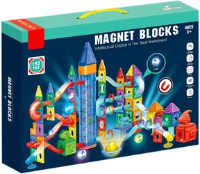 SPARKYS Magnetisches Bauset Dinosaurierpark mit LED-Beleuchtung und Kugel / 193 Teile / ab 3 Jahren