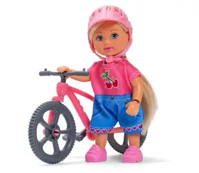 Simba Puppe Evička mit Mountainbike / 12 cm / mit Helm / ab 3 Jahren