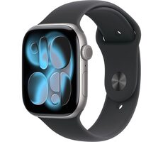 Apple Watch Series 11 GPS 46 mm Aluminiumgehäuse Space Grau - Schwarzes Sportarmband S/M / 140-190 mm
