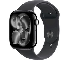 Apple Watch Series 11 GPS+Cellular 46 mm Piano Black Aluminiumgehäuse - Schwarzes Sportarmband M/L / 160-210 mm