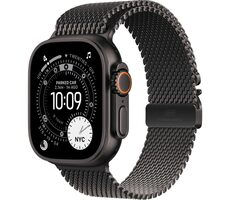 Apple Watch Ultra 3 (2025) GPS+Cellular 49 mm Gehäuse aus schwarzem Titan - Milanaise-Armband aus schwarzem Titan (S) / 130-160 mm 