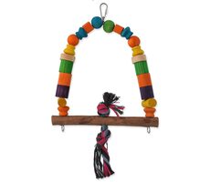 Vogel-Juwelenspielzeug - Holzschaukel mit Knoten, bunt 32 cm