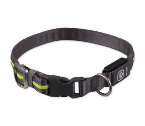 Dog Fantasy USB LED Nylonhalsband, leuchtend ML, grün, 2,5x45-65 cm