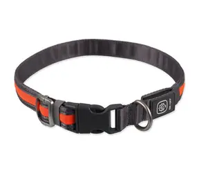 Dog Fantasy USB LED Nylonhalsband, leuchtend SM, orange, 1,9x35-50 cm