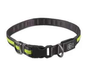 Dog Fantasy USB LED Nylonhalsband, leuchtend SM, grün, 1,9x35-50 cm
