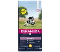 Eukanuba Puppy Medium 15+3kg GRATIS / Trockenfutter für Welpen / für mittelgroße Rassen 