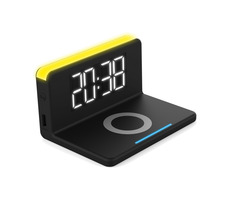 Terratec ChargeAir Uhr! / digitale LCD-Uhr / LED-Beleuchtung / kabellose Ladefläche für Telefon (10 W)