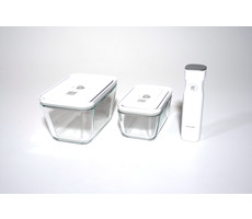 Zwilling Fresh & Save 7-teiliges Vakuum-Set M&L (Glas) / 2x Vakuum-Glasbox / 4X Vakuumbeutel / 1x Vakuumpumpe
