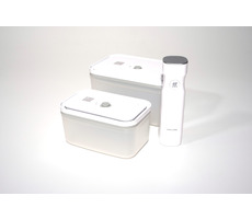 Zwilling Fresh & Save 7-teiliges M&L Vakuumierset (Kunststoff) / 2x Vakuum-Kunststoffbox / 4X Vakuumbeutel / 1x Vakuumpumpe