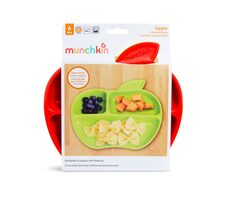 Munchkin - Set bunter apfelförmiger Teller mit Unterteilung 3-tlg.