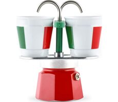 Bialetti Mini Italia Geschenkset / 2 Espressotassen & Mokkakanne