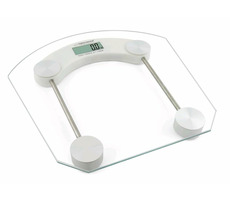 Esperanza EBS008W Pilates-Personen-Digitalwaage, transparent mit Weiß / 180 kg / gehärtetes Glas / Anzeige für niedrigen Batteriestand