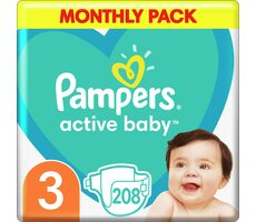 Pampers Active Baby Midi Monatspackung (208 Stück) / Windeln / Größe 3 (6-10 kg)