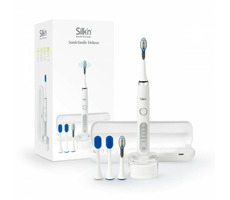 Silk&#39;n Sonic Smile DELUXE / vibrierende Schallzahnbürste / 31.000 Vibrationen / 5 Modi / Timer / IPX7 / 4X Köpfe