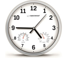 Esperanza EHC016W Lyon Wanduhr weiß / Thermometer und Hygrometer / 1x AA Batterie