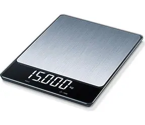 BEURER KS 34 XL Edelstahl / digitale Küchenwaage / max. 15 kg / TARA-Funktion / g/kg/lb/oz