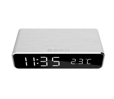 Gembird DAC-WPC-01-S Silber / Digitaler Wecker / Telefonladegerät