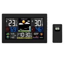 Solight TE81XL schwarz / Wetterstation / extra großes Farb-LCD / Temperatur / Luftfeuchtigkeit / Druck / USB-Stromversorgung