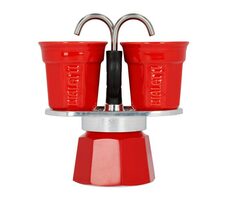 Bialetti Mini Express Kaffeemaschine + 2 Tassen rot