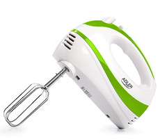 Adler AD 4205g weiß-grün / Handmixer / 300W / 5 Geschwindigkeiten / Turbo / Schlagen / Kneten   