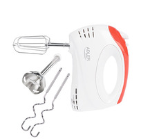 Adler AD 4212 weiß / Handmixer / 300 W / 5 Geschwindigkeiten / Blend-Taste / Schlagen / Kneten / Mixeraufsatz aus Edelstahl