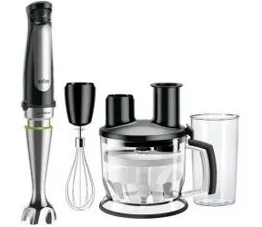 Braun MQ7075X X MultiQuick 7 schwarz / Stabmixer / 1000 W / 600 ml Behälter / Zerkleinererbehälter / Schneebesenaufsatz