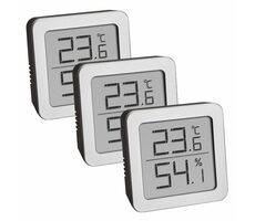 TFA 95.2019.54 - 3er-Set digitales Thermometer mit Hygrometer - Silber