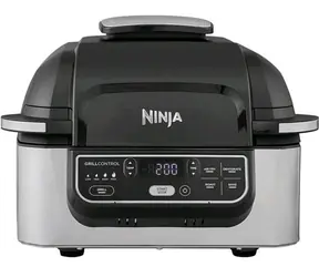 Ninja AG301EU schwarz-silber / Heißluftfritteuse + Grill / 1750W / 5,7 l / 5 Programme / 40 - 265 °C