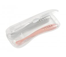 Beaba First Silikonlöffel 2 Stück mit Etui Altrosa