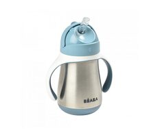 Beaba Thermoisolierbecher mit Strohhalm aus Edelstahl 250 ml blau