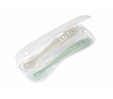 Beaba First Silikonlöffel 2 Stück mit Etui Grau