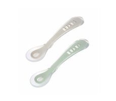 Beaba Silikonlöffel 2 Stück mit Etui Grün