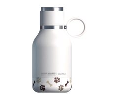 Asobu Hundenapfflasche weiß 0,975 l / Flasche mit Napf für einen Hund / bis zu 24 Stunden kühl / Edelstahl