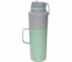 Asobu Doppelpack Flasche mit Becher Mint 0,9 L + 0,6 L / Thermosflasche + Becher / Edelstahl