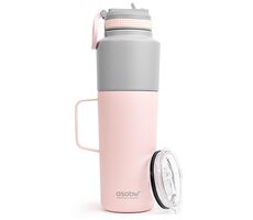 Asobu Doppelpack Flasche mit Becher Pink 0,9 L + 0,6 L / Thermosflasche + Becher / Edelstahl