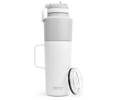 Asobu Doppelpack Flasche mit Becher weiß 0,9 L + 0,6 L / Thermosflasche + Becher / Edelstahl